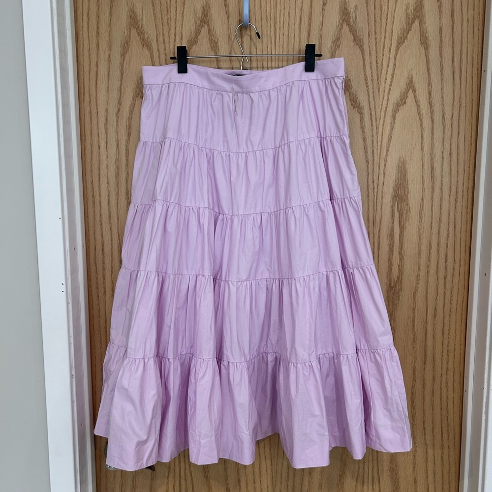 J. Crew Lavender Cotton Poplin Tiered A-Line Midi Skirt NWOT